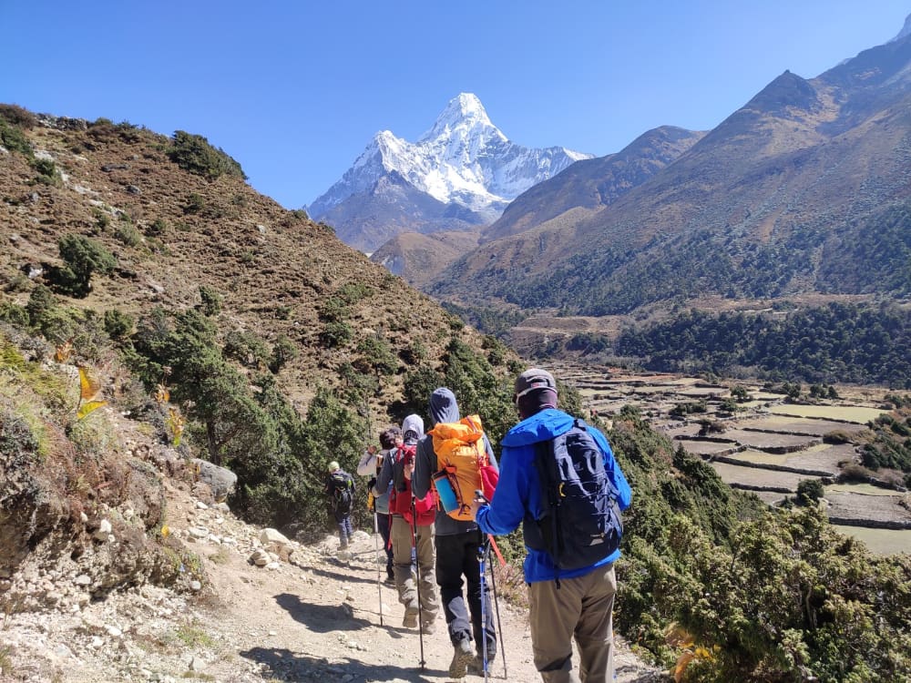 Hikers embarking on a Sustainable Journey to Everest Base Camp