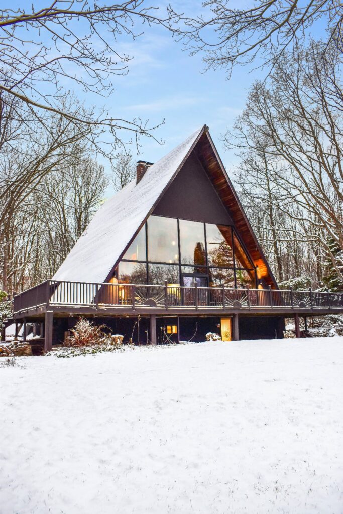 Poconos Mountain Stays include this A-frame home.